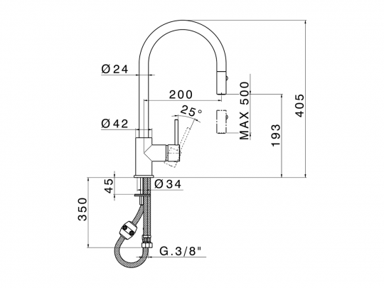 Смеситель для кухни Cisal Kitchen CV000575 схема 2