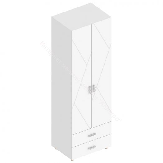 Шкаф 2-ств. с 2-мя ящиками с полками "Сандра" 700 Белый лофт