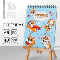 Скетчбук А5, 40 л 100 г/м2 «Корги»