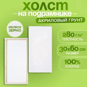 Холст на подрамнике хлопок 100% акрил грунт 1,6*30*60 см м/з 280г/м?