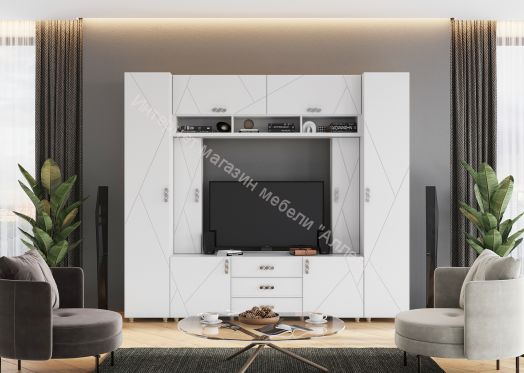 Тумба под ТВ 1300 "Сандра" Белый лофт