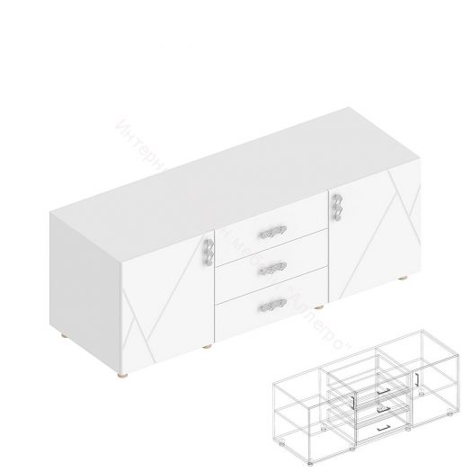 Тумба под ТВ 1500 "Сандра" Белый лофт