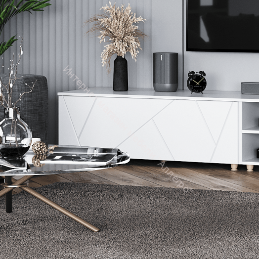 Тумба под ТВ 1200 "Сандра" Белый лофт