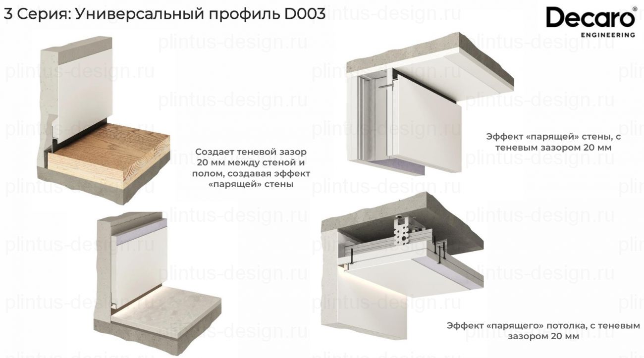 Decaro D003A универсальный теневой профиль Чёрный
