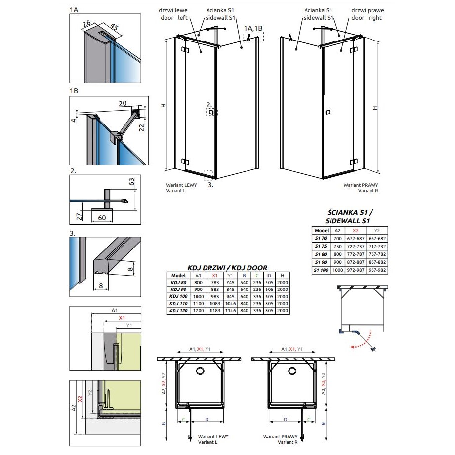 Пристенное душевое ограждение Radaway Essenza New KDJ+S 120х80 см ФОТО