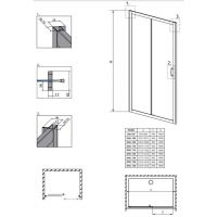 Хромированная душевая дверь в нишу Radaway Premium Plus DWJ 140 см схема 2