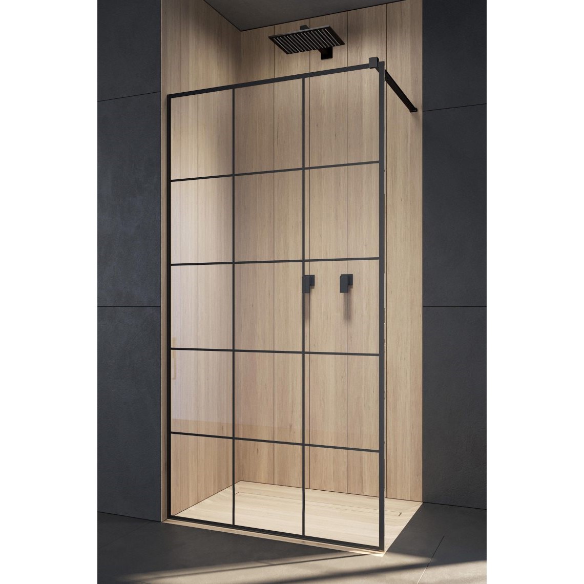 Фото Решетчатое душевое ограждение Walk-in Radaway Modo X Black II Factory 150 х 200 см