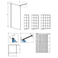 Решетчатое душевое ограждение Walk-in Radaway Modo X Black II Factory 80 х 200 см схема 2