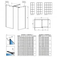 Стеклянная душевая перегородка Walk-in Radaway Modo New Black III Factory решетчатое 60х50 см схема 2