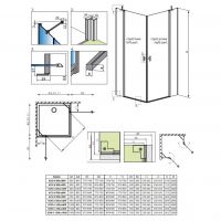 Стеклянный душевой уголок Radaway Nes KDD II двухдверный 80х80 см схема 2