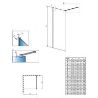 Душевая перегородка в черной раме Walk-in Radaway Modo New Black II Frame с черным профилем 90 х 200 см схема 2