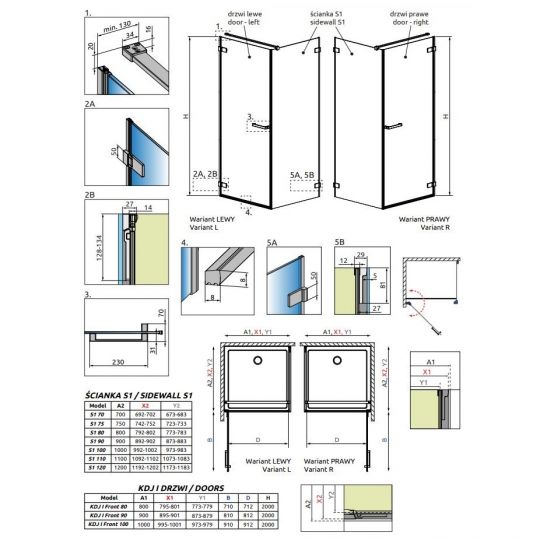 Душевой уголок Radaway Arta KDJ I в цвете хром+ 80х110 см схема 2