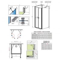 Двухдверный пристенный душевой уголок Radaway Eos DWD+2S 90х70 см схема 2