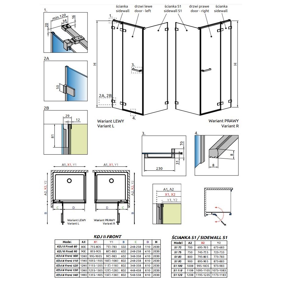 Хромированный душевой уголок Radaway Arta KDJ II 110х90 см схема 2