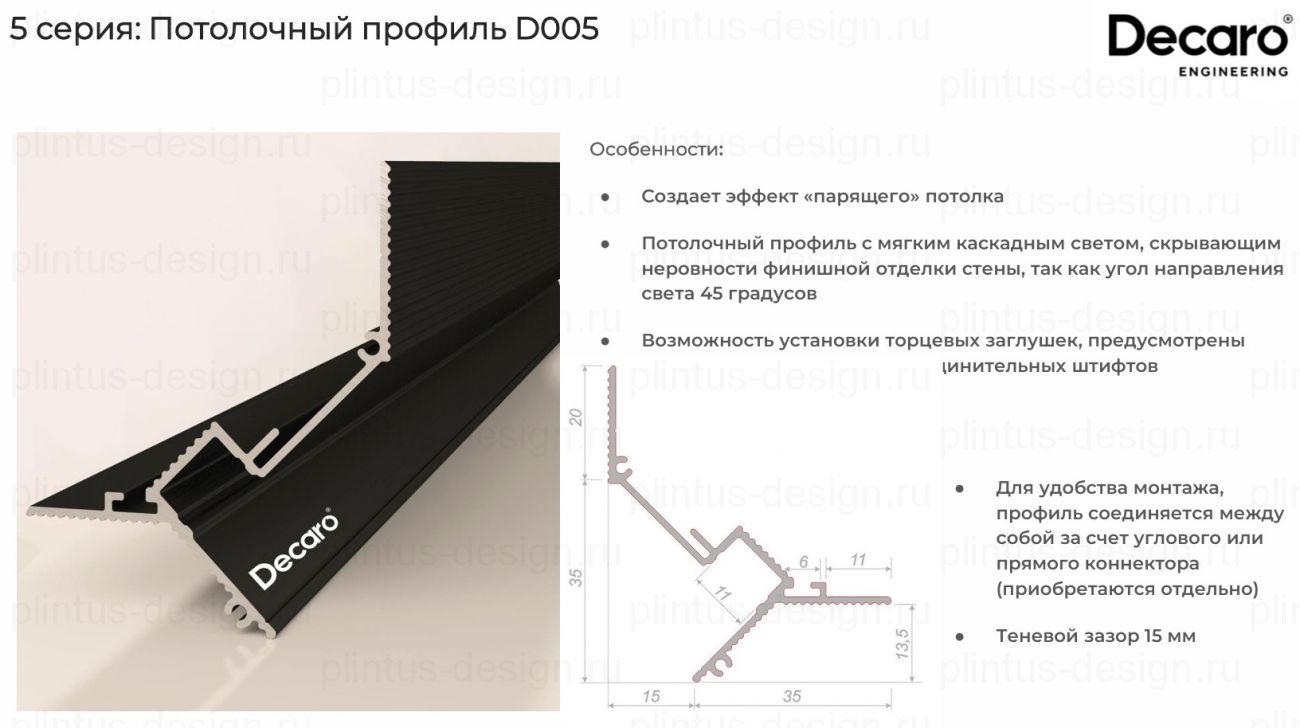 Decaro D005A потолочный профиль Чёрный