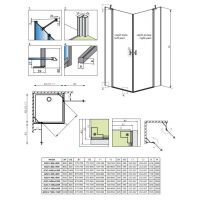 Утолщенное душевое ограждение Radaway Nes 8 KDD II распашное 100х100 см схема 2