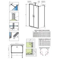 Пристенное закрытое душевое ограждение Radaway Nes 8 DWD+2S двухдверное 90х90  см схема 2