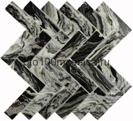 Hadar Black стекло. Мозаика серия CRYSTAL,  размер, чип 30*98 мм: 268*286*4.5 (Bonaparte)